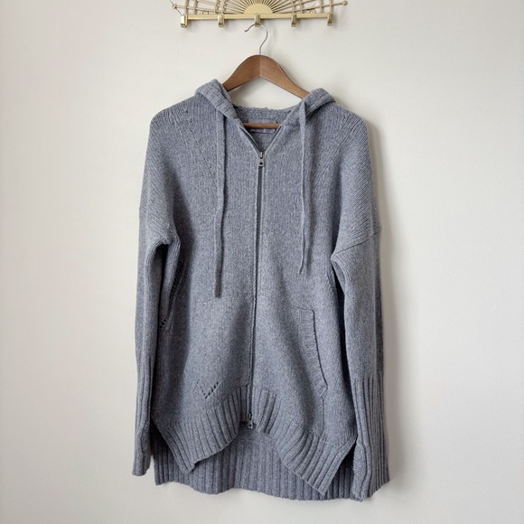 Zadig & Voltaire Tout Va Bien Cardigan Sweater M/L Grey Zip Front - Picture 1 of 11